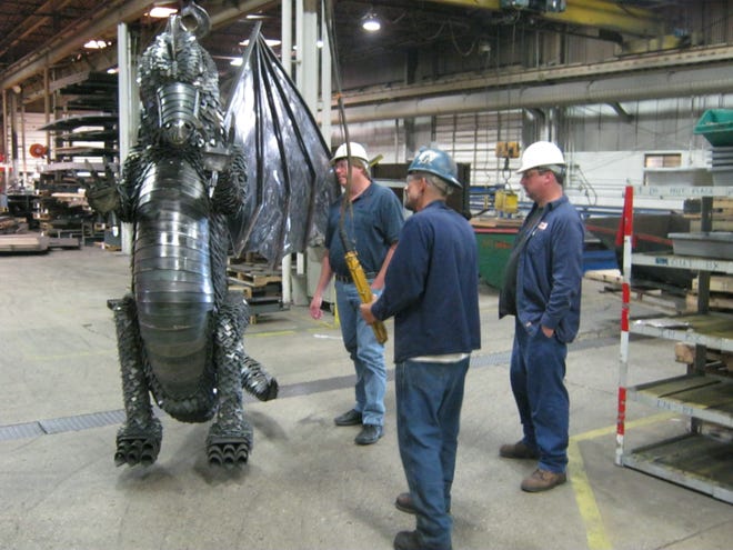 Using scrap steel from Genzink Steel production, Lou Rodriguez fashioned an 8-foot, 1,500 (or so) pound dragon to be entered into Grand Rapids’ ArtPrize competition. The work is titled “A Dragon for Jonas.”