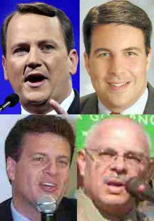 The candidates for lieutenant governor in the 2010 election in Massachusetts: clockwise, from top left, Democrat Tim Murray, Republican Richard Tisei,Green-Rainbow candidate Rick Purcell and Independent Paul Loscocco.