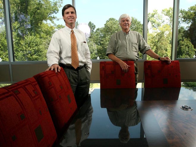 President Mark Sullivan, left, will take the place of retiring CEO James Flemming, pictured in this Aug. 26, 2009 file photo, as the CEO of Bank of Tuscaloosa.