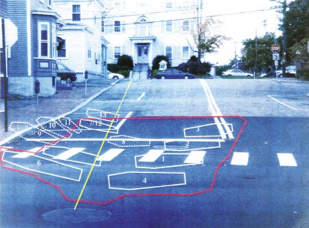 An illustration of the Chestnut Street area and the location of several historic gravesites.
