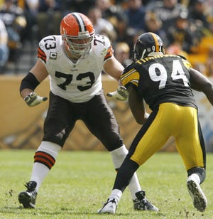 Browns' offensive tackle Joe Thomas, seen against the Pittsburgh Steelers last season, is ranked 17th among the top 100 players in the NFL, according to a report from the Sporting News.