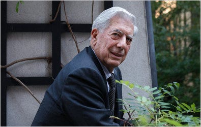 Mario Vargas Llosa in Manhattan, after winning the Nobel Prize for literature.