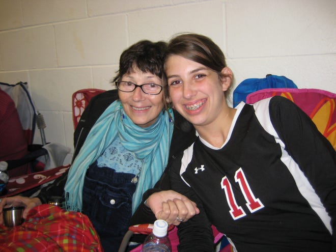 Boiling Springs volleyball player Maggie Cox, right, lost her mother, Merle Cox, left, to breast cancer last December.