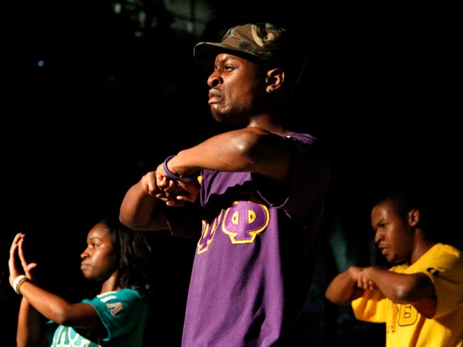 Members of the National Pan Hellenic Council, a group of nine
historically black fraternities and sororities, perform during
Soulfest, a multicultural event that was held last Sunday to kick off
2010 UF Homecoming activities.