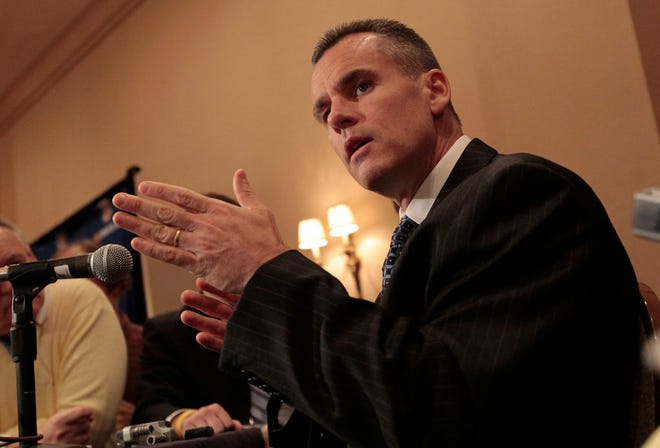 Florida coach Billy Donovan talks with reporters Thursday during SEC Media Days. The Associated Press
