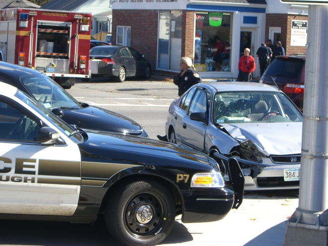 Three people were injured in a two-car accident on Bolton Street yesterday.