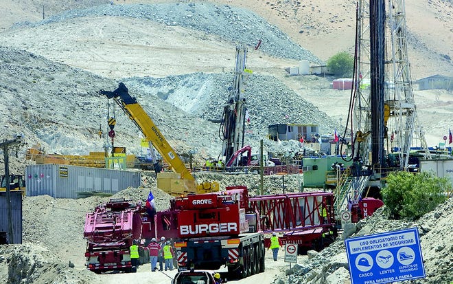 Grove cranes provided key support during the rescue of 33 miners trapped underground in a mine outside of Copiapo, Chile.