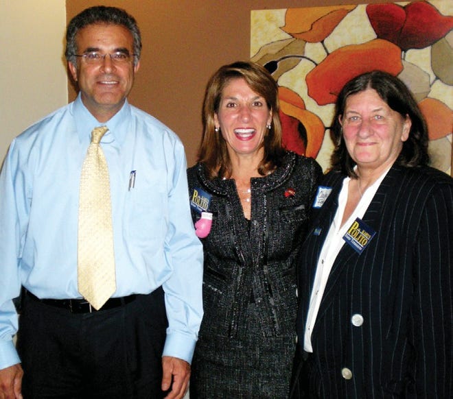 Pictured with Karyn Polito (center) is Mayor Dean Mazzarella and Councilor Claire Freda.