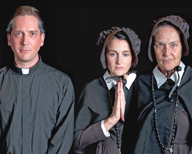 Members of the TCAN Players, from left, Ron Lacey as Father Flynn, Maggie Nichols as Sister James and Renee Miller as Sister Aloysius star in "Doubt."