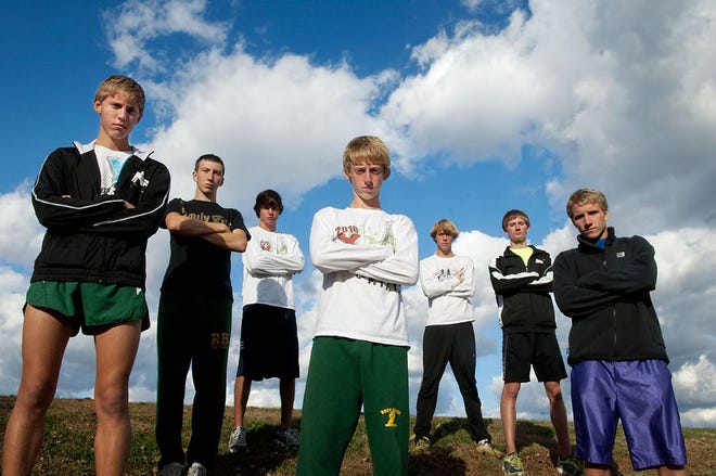 The Rock Bridge boys cross country team, from left to Right, Patrick Cooper, Collin Sees, Nick Dale, Nathan Keown, Griffin Humphreys, Jordan Cook and Caleb Wilfong, are one of four favorites to win the MSHSAA Championship Saturday.