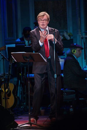 Garrison Keillor plays the fictional private detective 'Guy Noir' during Saturday night's taping of 'A Prairie Home Companion' at the St Augustine Amphitheatre. By LINDSAY WILES GRAMANA, Special to The Record