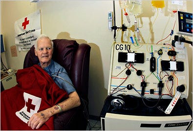 Bob Svensson, a prostate cancer patient, undergoing treatment with the approved drug Provenge in Dedham, Mass.