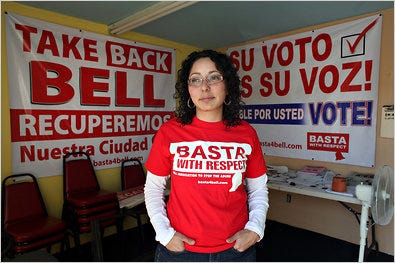 Cristina Garcia is part of a group seeking the recall of the mayor and City Council in Bell, Calif.