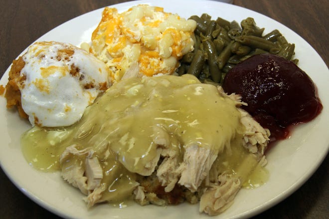 Wade's Restaurant is open until 3 p.m. today and serving traditional Thanksgiving dishes such as turkey with gravy and dressing, sweet potato casserole, macaroni and cheese, green beans and cranberry sauce.