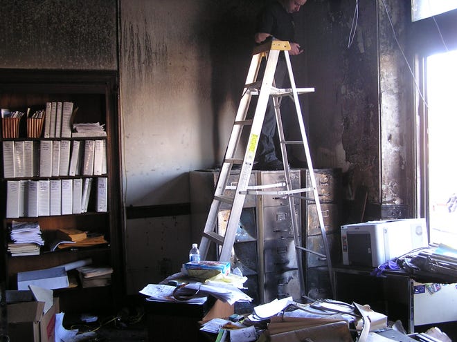 One of the fire-damaged offices in Norwood Town Hall.