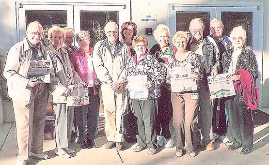 'Super Seniors' making the recent trip included, from left: Jack and Mary Torrent, Cleta VanHorn, Myra and Bob James, Amy Thomas, Anne Lunestad, Jean Edgin, Bev Smith, George Myers, Carl Smith and Barbara Rawlings. Contributed photo