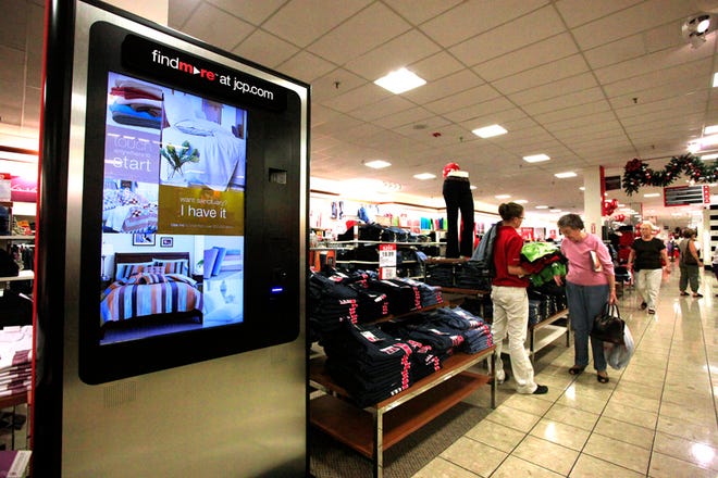 One of several kiosks in JCPenney offers shoppers the opportunity to shop online. The kiosk is shown Monday at the store in The Oaks Mall in Gainesville.
