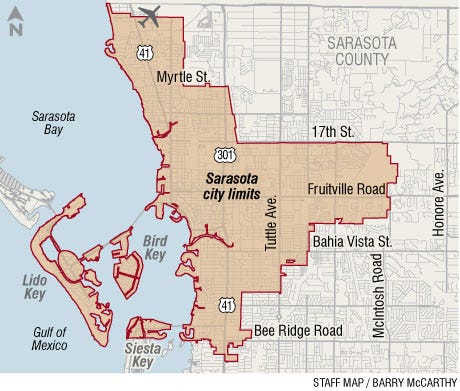 City Of Sarasota Map Map: Sarasota City Limits