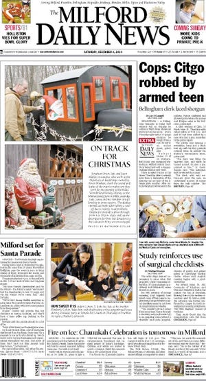 The front page of the 12/4/10 Milford Daily News