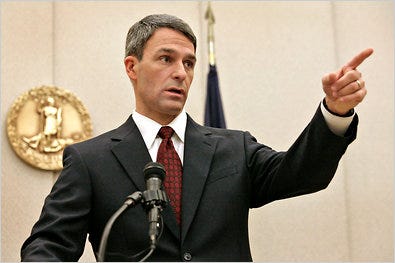 Attorney General Kenneth T. Cuccinelli II of Virginia spoke to the press on Monday. He filed the health care lawsuit against the federal government.