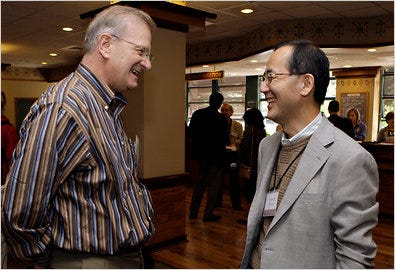 Thomas Hoenig, left, with Masaaki Shirakawa, governor of the Bank of Japan, in August.