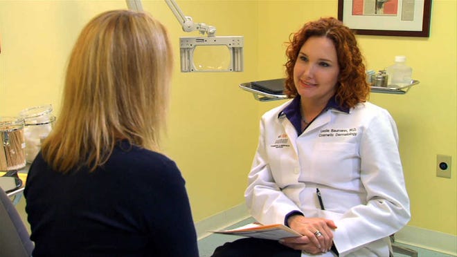 Doctor Leslie Baumann meets with patient. In 2005, her book, “The Skin Type Solution” was published to great critical acclaim. Now that book is the basis for a 90-minute PBS special, “Skin Type Solutions.”
