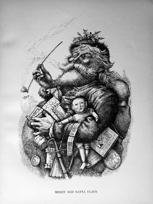 Santa Claus, as depicted by the artist Thomas Nast, in an 1890 reproduction 
of a Nast woodcut from "Chistmas Drawings."
AP PHOTO / RARE BOOK DIVISION, LIBRARY OF CONGRESS