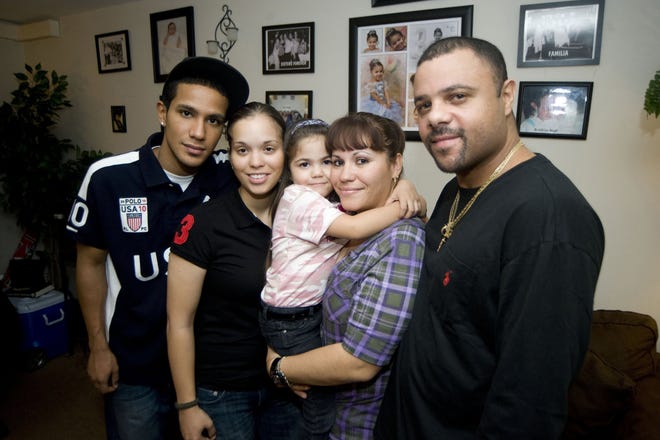 Brandon and Jessica Pedraza, Brooklyn, Marilyn and Angel Gonzalez, at their home in Rockland.