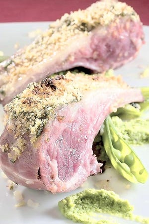 Rack of lamb with green chile, mint, and sweet pea puree by Jean-Georges Vongerichten is from The Food Network South Beach Wine & Food Festival Cookbook, by Lee Schrager with Julie Mautner. (AP Photo/Larry Crowe)