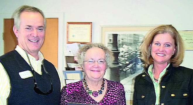 Stephen P. Harrison, rector's associate for staff and ministry development, Janet Hutson, LTR executive director and Mary Pickett, bookstore manager. Contributed photo