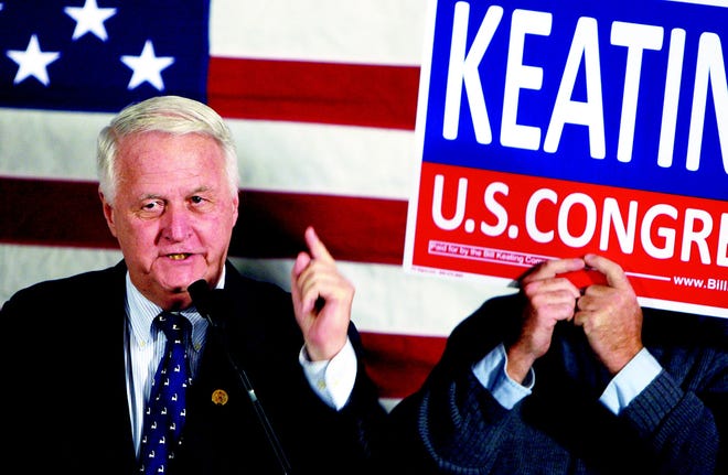 Former U.S. Rep. William Delahunt at Rep. Bill Keating's victory party in Quincy on Nov. 2.