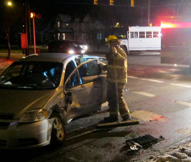 Police respond to a crash at the corner of River Avenue and 17th Street Wednesday night.