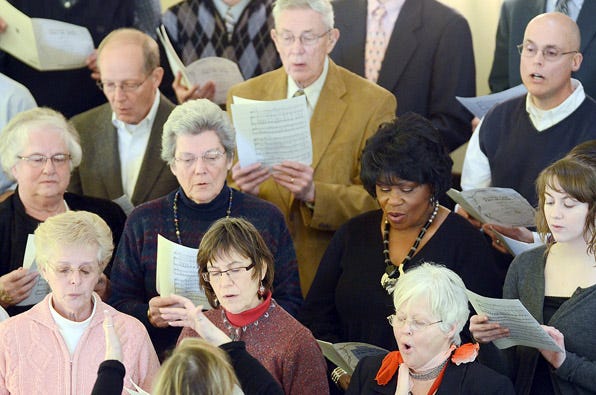 Members of The Community Choir sing "Precious Lord" during the Dr. Martin Luther King, Jr. Day at the First Congregational Church on Monday, January 17.