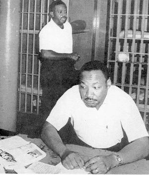 Dr. Martin Luther King and the Rev. Ralph Abernathy in the St. Johns County jail after their arrest on June 11, 1964. Photo by PHILLIP WHITLEY, Special to The Record
