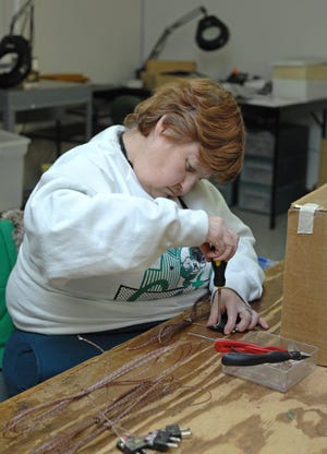 Susan Stuckey assembles electrical wiring components at the Coastal Center for Developmental Services, Inc. (John Carrington/Savannah Morning News)