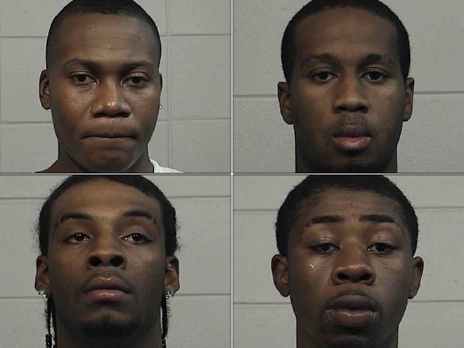 Top, Orlando Pierre Collins, 20, of Boligee and Corderrick Latony Roscoe, 23, of Eutaw, were charged with third-degree burglary and possession of burglary tools. Bottom, Delawrence Suron Jolly, 20, and Derrick Lamont Henley, 21, both of Boligee, were charged with third-degree burglary.