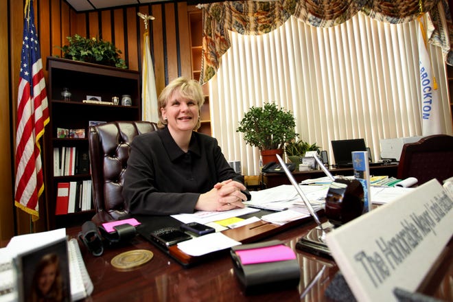 Brockton Mayor Linda Balzotti sits at her desk in City Hall on Dec. 30, 2010.