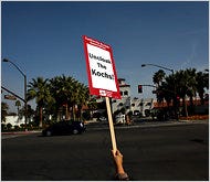 Protesters showed up at another assembly last month in Palm Springs, Calif.