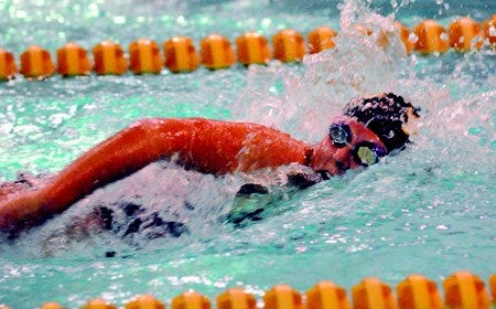 Former Titan and Waterbug swimmer Laura Rickey swims for the Valpo Crusaders.