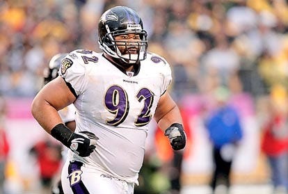 Baltimore Ravens defensive tackle Haloti Ngata heads to the sidelines during a game last season. AP Photo