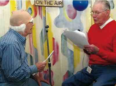 Submitted Photo 
Announcer Erling Johansen, playing Gary Owens, interviews Elmer Tag, playing the “Old Man.”