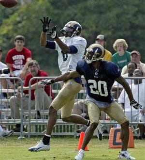 Aliquppa graduate Josh Lay (20) is shown here during a tryout with the St. Louis Rams in 2007. (AP File Photo/Tom Gannam)