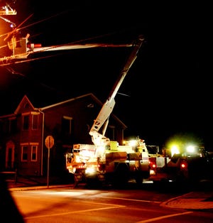High winds Feb. 18 caused a power outage for 115 Allegheny Power customers. A tree limb hit a line in the area of Franklin and Washington streets. Crews were on the scene and power was restored by 8:10 p.m., just over an hour after the electricity went out.