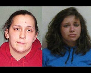 Rebecca News, 25 (left) and Ashley Anderson, 21, were charged with drug offenses.