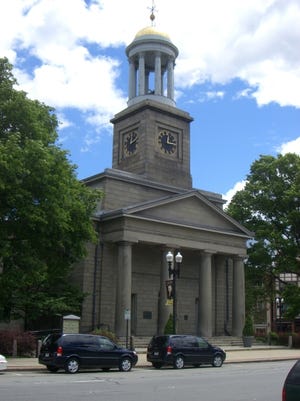 The United First Parish Church, also called the "Church of Presidents", stands proudly in Quincy Center.