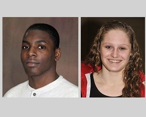 James Green (left), 2011 New Jersey 145-pound wrestling champion and Kelsi Worrell, 2011 New Jersey 100-yard butterfly champion.