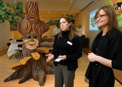 Founder and President of The Bucks County Children's Museum Kelly Krumenacker (left) and Communications Director Mandee Kuenzle (right) talk about how the museum is slated to open late this year at Union Square in New Hope. Exhibits are currently in the the planning stage. The tree house (left), which was donated by FAO Schwarz in New York City, will be made into a reading nook.

- Bill Fraser/Staff Photographer