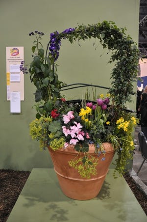Moorestown Garden Club's prizewinning flower show entry shows one way to deal with the challenges of planting a big pot.