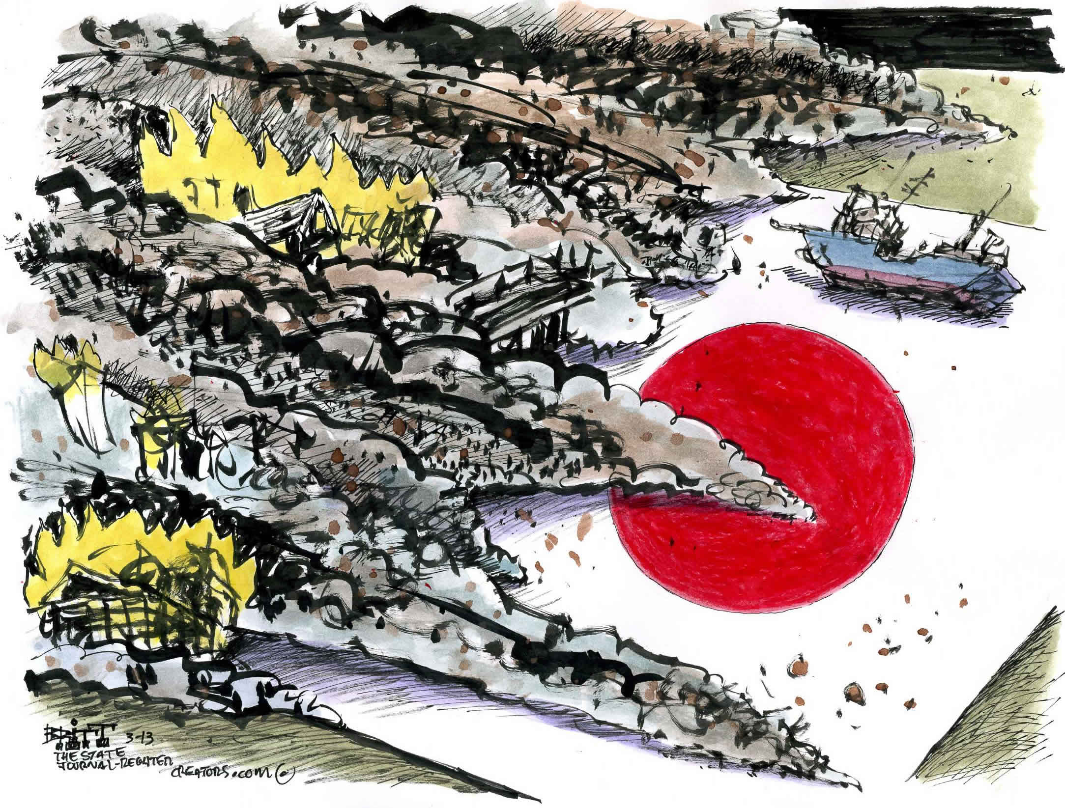Britt cartoon: Earthquake in Japan