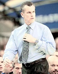 Florida coach Billy Donovan looks on against Vanderbilt during Saturday's SEC tournament game in Atlanta. By DAVE MARTIN, The Associated Press